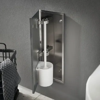 Produktbild von emco asis module pure Toilettenbürstengarnitur-Modul, Unterputz, Anschlag links, Holzfront, 435x170mm, 975551504