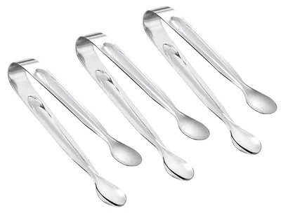 3er-Set Edelstahl-Eiszangen, 11 cm, silber, spülmaschinengeeignet