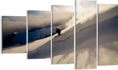 Produktbild von Bild auf Leinwand - Leinwandbild - Berge Ski Winter - 100x60cm - Wand Bild - Wanddeko - Wandbilder - Leinwanddruck - Bilder - Kunstdruck - Wanddekoration - Leinwand bilder - Wandkunst - EG100x60-0511