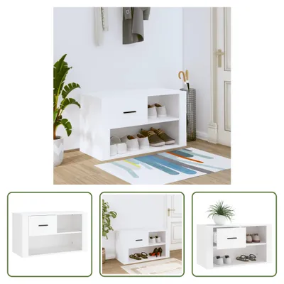 Produktbild von The Living Store Schuhschrank Weiß 80x35x45 cm Holzwerkstoff