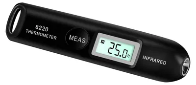 Produktbild von Schwarzes Industrie-Infrarot-Thermometer in Stiftform mit Datenspeicherung von -50 ℃ bis 220 ℃, tragbar, digital