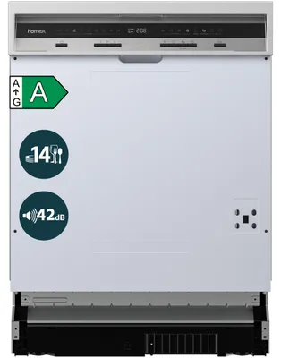 Produktbild von homeX DWSI601442A Geschirrspüler 60 cm, Spülmaschine teilintegrierbar - 14 Maßgedecke, 9 Programme, Einbaugeschirrspüler
