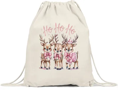 Produktbild von Ho Ho Ho Turnbeutel Weihnachtsmotiv Rentier Weihnachten Geschenkidee Deko