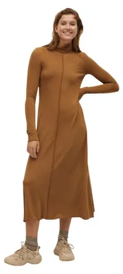 Image de Robe longue marron à col roulé de Mango pour femme, taille M