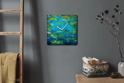 Produktbild von Coloray Hodiny Unikátní 30x30 cm  Tiché hodiny Pro obývací pokoj a kuchyň Nástěnné hodiny Plátno Bílé ručičky hodin - Plant Lake
