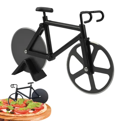 Pizzasnijder Fahrrad-Design, Edelstahl, 18,3 x 12 cm, schwarz