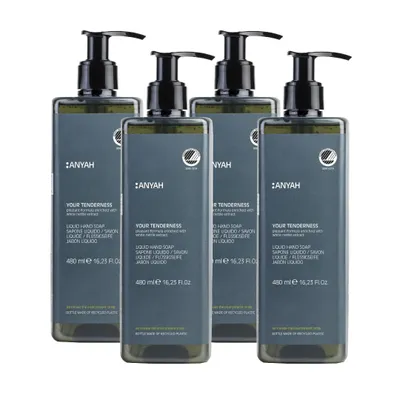 Image de Savon pour les mains ANYAH 4 × 480 ml - savon liquide végétalien à l'ortie, nettoyage en douceur