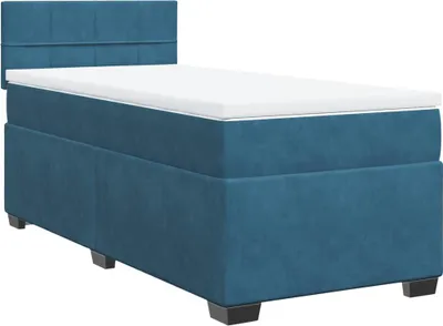 Obrázek produktu pro vidaXL Postel Boxspring s matrací Dark Blue 100x200 cm Velvet
