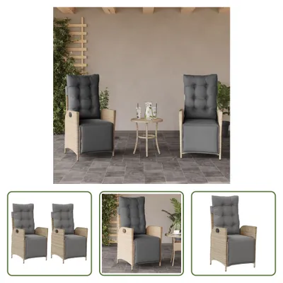 Produktbild von The Living Store Gartensessel mit Fußteil 2 Stk. Verstellbar Poly Rattan