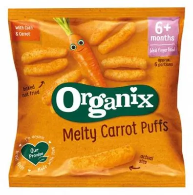 Productafbeelding van Organix Melty corn puffs carrot 6+ maanden (20 gr)