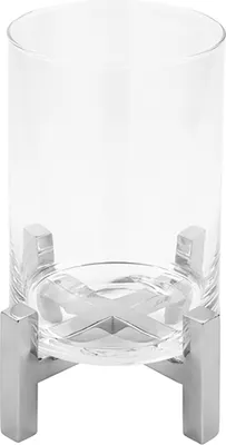 Produktbild von Fink YONO, Windlicht mit Glas, Glas, Edelstahl, poliert, glatt, silberfarben, L. 15 cm, B. 15 cm, H. 23 cm, D. 12.3 cm 146154
