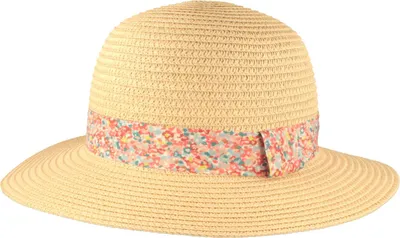 Rollbarer Kinder Strohhut mit Blümchenband von Hut Breiter in beige