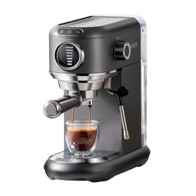 FORSMANO Espressomaschine, mit 19Bar Doppel-Extraktionssystem, 1,1L Abnehmbarem Wassertank, Milchaufschäumer, Vorbrühfunktion, für Haushalt und Büro