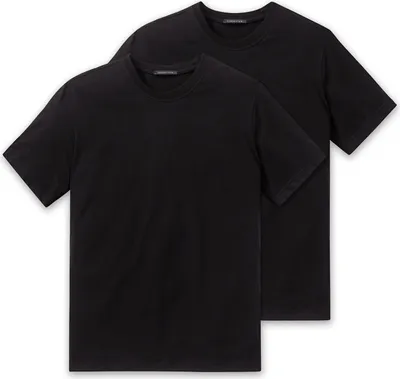 Produktbild von Schiesser T-Shirt unterziehshirt unterhemd kurzarm 2er-Pack Essentials schwarz S (Herren)