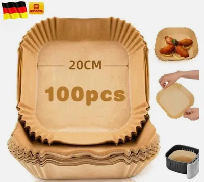 Produktbild von 100x Backpapier für Friteuse Heißluftfritteuse Grill Backofen 20x4,5cm Air fryer