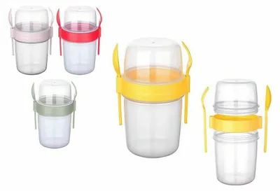 Broodtrommel mit Besteck, 650 ml, 10 x 9 x 15 cm, mehrfarbig