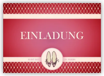 Produktbild von 4x Edle Party Einladungskarte mit Cinderella Schuhen in rot: Einladung es ist Zeit zu feiern