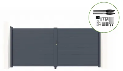 Produktbild von Flügeltor elektrisch 3m EIGER H.180cm + Drehtorantrieb HICKER B200