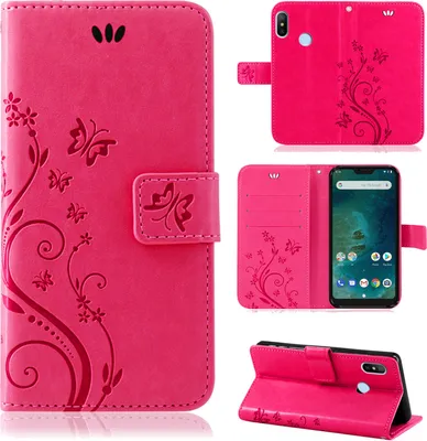 Produktbild von Xiaomi Handy Tasche Handyhülle Schutz Hülle Blumen Flip Cover Wallet Case Etui Xiaomi Redmi Note 9 Pink
