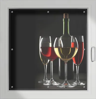 Produktbild von Wallario Lichtschutzbild, Dekorativer Sichtschutz Sonnenschutz 96 x 100 cm mit Motiv: Weinverkostung am Abend - Verdunklung ohne Bohren
