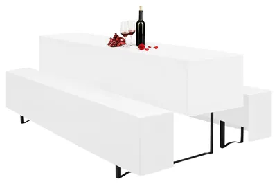 Image de Omgoods - Ensemble de 3 nappes pour table de bière, dimensions 220 x 70 cm, couleur blanche
