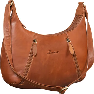 Produktbild von Benthill Damen Handtasche Leder - Damentasche aus Rindsleder - Umhängetasche mit Reißverschluss - Vintage Frauen Schultertasche