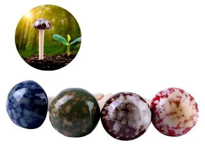 Produktbild von 4 Stück Miniatur Keramik Pilzornamente für Blumentopfdekoration