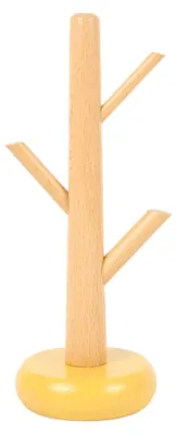 Produktbild von INF Buchenholz Tassenbaum Aufbewahrungsständer 19cm x7cm x7cm für Küche Gelb