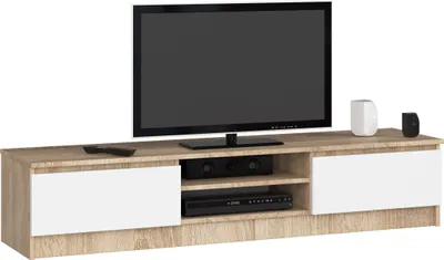 Produktbild von TV Schrank AKORD Fernsehkommode 160 cm Sonoma-Eiche, Weiß B160 x H33 x T40 cm