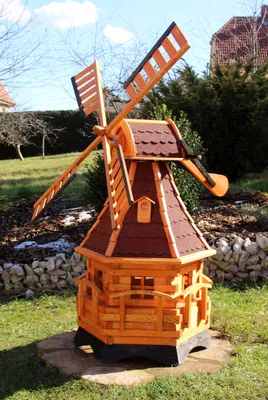 Image de Moulin à vent de 1,35 m avec éclairage solaire rouge, type 20.1