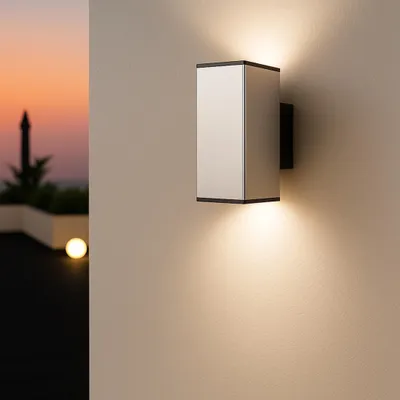 Produktbild von MeLiTec LED-Wandleuchte, Außenleuchte modern, eckig, Up-and-Down-Licht, Wandlampe aus Edelstahl, Außenlampe aus Metall Farbe: Edelstahl