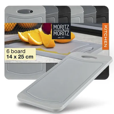 6er-Set Kunststoff-Schneidebretter 14x25 cm schwarz BPA-frei