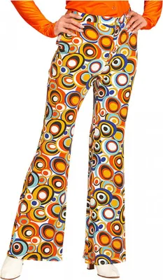 Produktbild von Bunte 70`s Damen-Schlaghose Bubbles für Fasching, Motto Party & Schlagermove Größe: L/XL