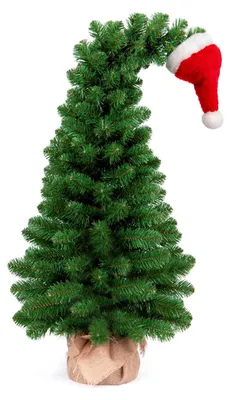 Produktbild von Künstlicher Weihnachtsbaum GRINCH 90 cm, grün, mit Weihnachtsmütze, im Pflanztopf