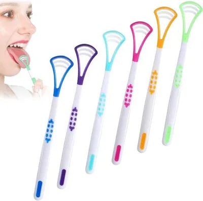 Produktbild von 6 Stück 2-in-1 Zungenreiniger und Zungenbürsten-Set für Erwachsene und Kinder, effektive Zungenreinigung für frischen Atem und optimale Mundhygiene
