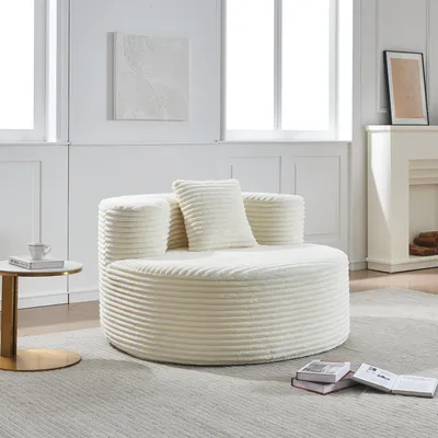 Obrázek produktu pro MODFU Moderní relaxační pohovka, pohodlná pohovka z flanelu, chaise longue, sedací vak, polohovatelná křeslo s odnímatelnými polštáři, béžová barva