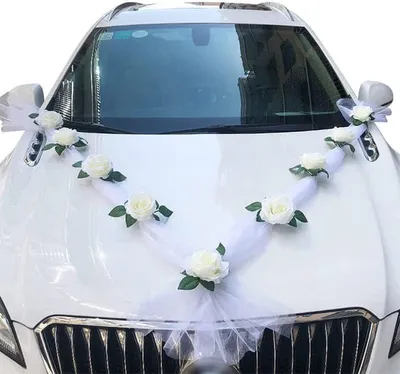 Produktbild von Dekohänger Autoschmuck Hochzeit Motorhaube Weiß Braut Paar Rose Deko Girlande Hochwertig Praktisch Langlebig für Küche Haushalt