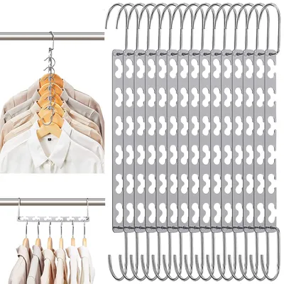 Image de Porte-vêtements magiques gain de place - Lot de 15 cintres en acier inoxydable