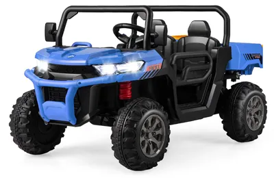 Produktbild von COSTWAY 2 Sitzer Elektroauto mit automatischer Ladefläche, 12V Kinder Muldenkipper 3-8km/h mit Musik Hupen Scheinwerfer Fernbedienung & Schaufel Blau