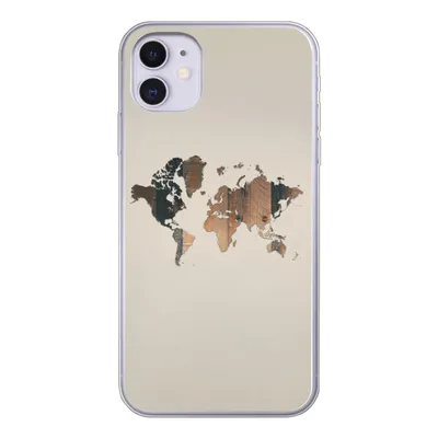 Produktbild von MuchoWow® Handyhülle Schutzhülle Hülle für iPhone 11 Weltkarte -Holz - Regal Silikon Softcase Handy Hülle - Handytasche