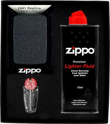 Produktbild von Feuerzeug-Set  ZIPPO  BLACK CRACKLE REPLICA Geschenk No1