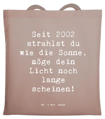 Produktbild von Mr. & Mrs. Panda Schultasche Spruch 2002 Geburtstag - Braun Pastell - Geschenk, Geburtstagsgeschenk, Shopping Tasche, Laptoptasche, besondere Geschenke, Beutel, Tote Bag