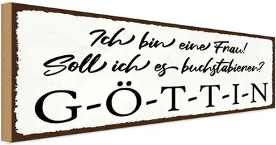Produktbild von vianmo Holzschild 10x27 cm ich bin eine Frau G-Ö-T-T-I-N Männer Frauen