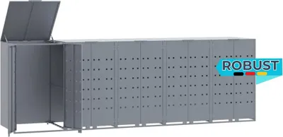 Produktbild von Mülltonnenbox GORILO für 5 Tonnen Grau 345x79x117 cm Stahl | Mülltonnenverkleidung 5er Mülltonnenhaus