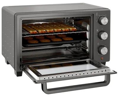 Zdjęcie produktu dla Mini piekarnik 21 litrów – elektryczny toster | Kolor: szary | Wymiary: 38 x 46,4 x 28,5 cm
