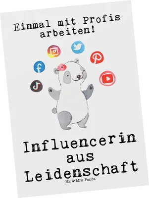 Produktbild von Mr. & Mrs. Panda Postkarte Influencerin Leidenschaft - Weiß - Geschenk, Ansichtskarte, Ansichtskarten, Grußkarte, Postkarten, bildkarte