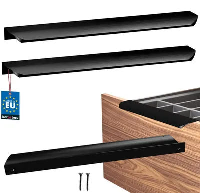 Produktbild von KOTARBAU® 2er Set Möbelgriff Schrankgriffe 276 mm Schwarz Matt ZnAl Hinterschraubgriffe Kantengriff Schubladengriffe Küche Modern