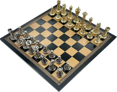 Produktbild von Italienisches Schachset Staunton-Schachfiguren + Schachbrett Aus Kunstleder Gold/Schwarz 33