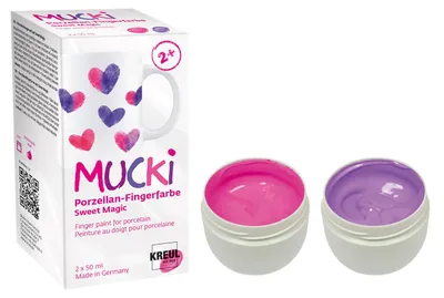 Obrázek produktu pro Prstové barvy na porcelán "MUCKI Sweet Magic", sada, 2 x 50 ml, KREUL