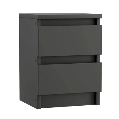 Obrázok produktu pre Nočná skrinka - 28x30 cm - čierna - moderná - kompaktná - 2 zásuvky - bočný stolík - jednoduchá montáž